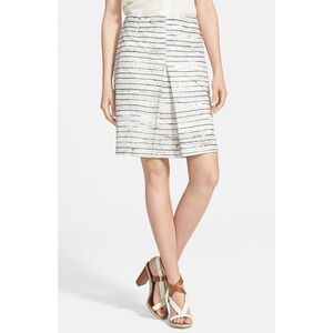 Tory Burch Palma Monochrome Striped Skirt SZ 8 Preppy Designer Nautical Office